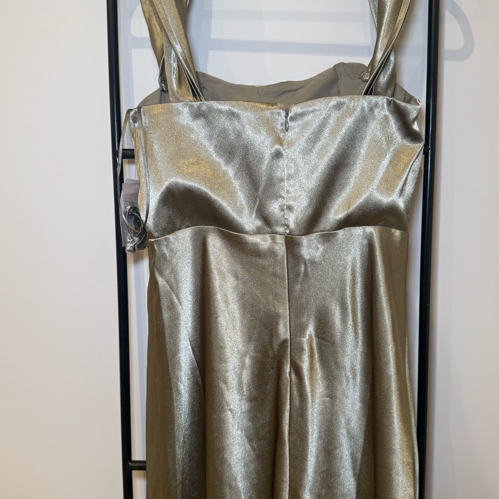 NWT Birdy Grey Mia Bridesmaid Dress Shiny Satin Moss Green - Picture 6 of 8